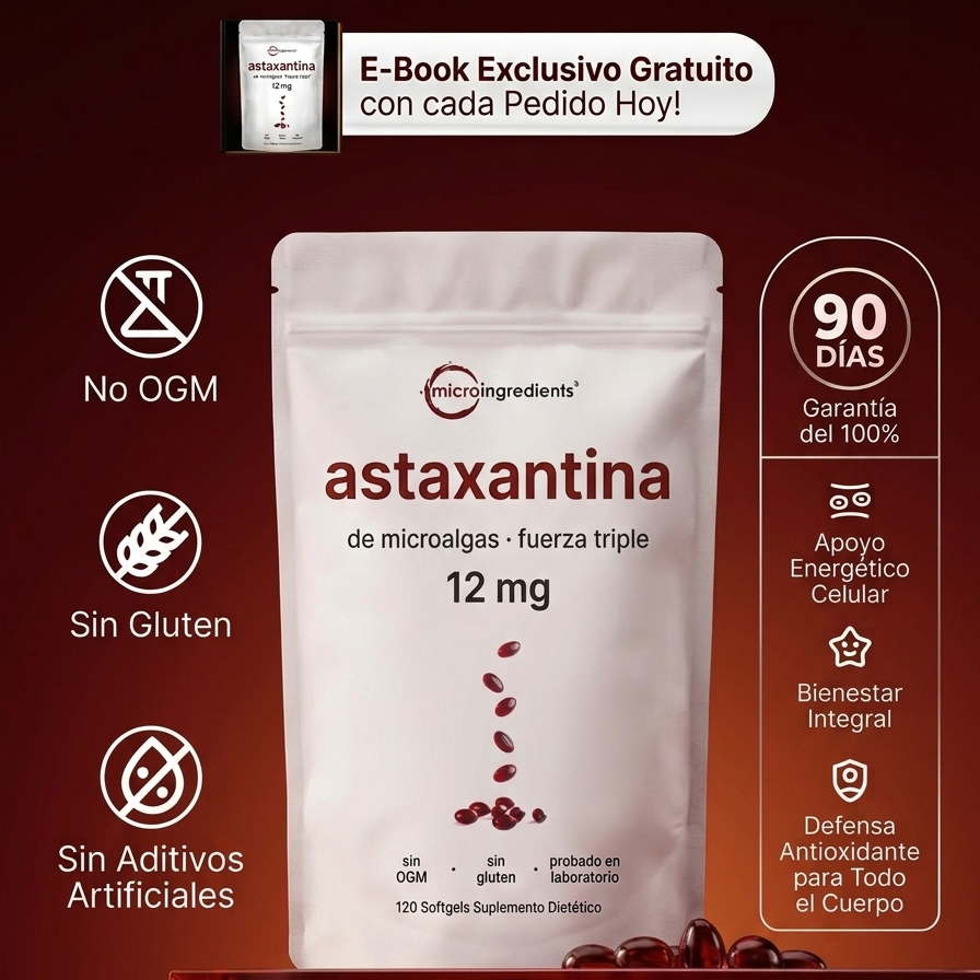 Astaxanthin 12mg Softgels - El Antioxidante Más Poderoso de la Naturaleza