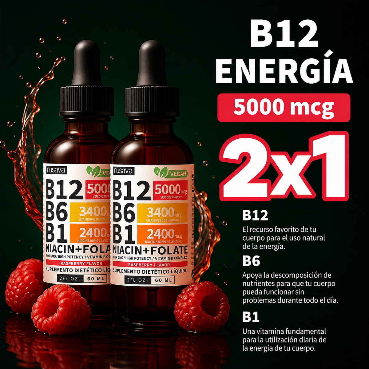 2x1 Vitaminas B12, B6 y B1 Nusava™ — Compra 1 lleva 2