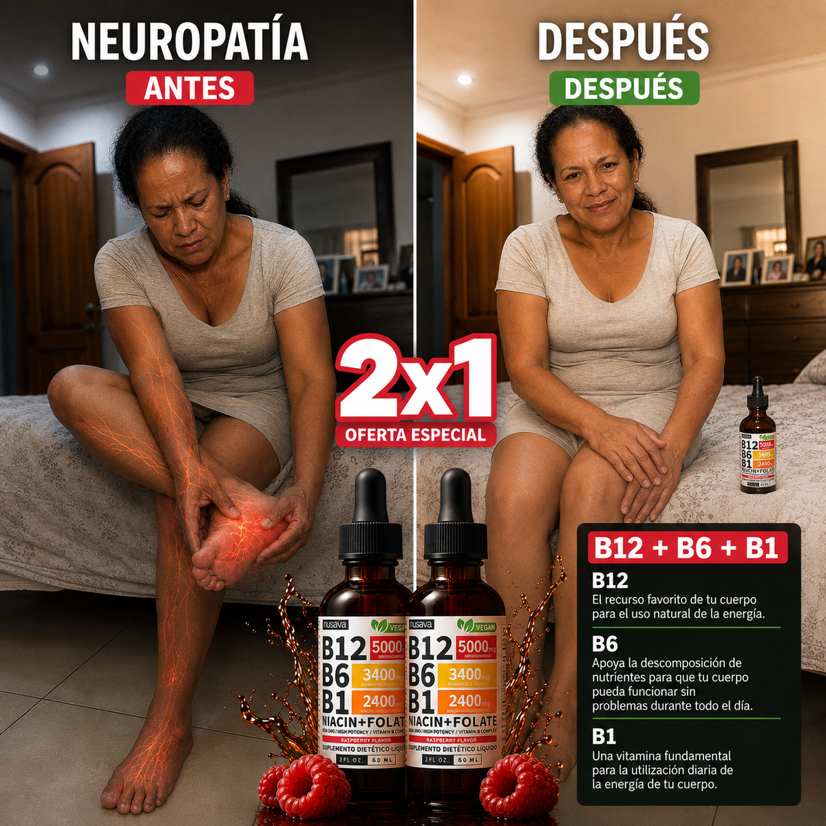 2x1 Vitaminas B12, B6 y B1 Nusava™ — Compra 1 lleva 2